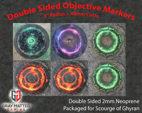 Gray Matter Gaming Objective Marker Set 1 Double Sided Neoprene 7.57" Objective Markers - Scourge of Ghyran