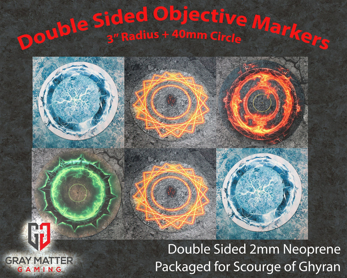Gray Matter Gaming Objective Marker Set 10 Double Sided Neoprene 7.57" Objective Markers - Scourge of Ghyran