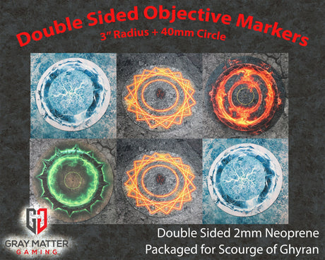 Gray Matter Gaming Objective Marker Set 10 Double Sided Neoprene 7.57" Objective Markers - Scourge of Ghyran