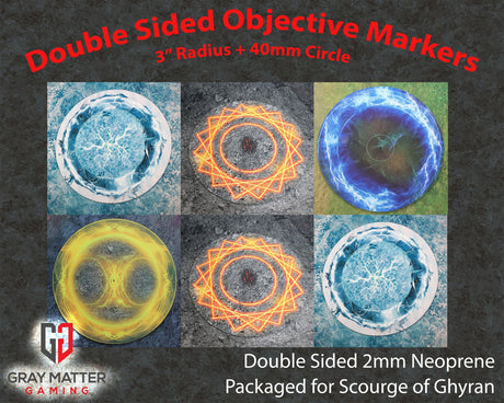 Gray Matter Gaming Objective Marker Set 11 Double Sided Neoprene 7.57" Objective Markers - Scourge of Ghyran