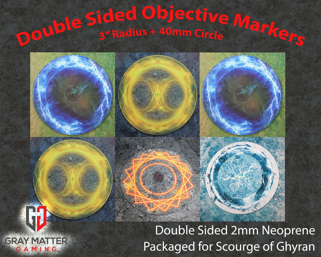 Gray Matter Gaming Objective Marker Set 12 Double Sided Neoprene 7.57" Objective Markers - Scourge of Ghyran