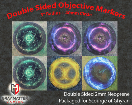 Gray Matter Gaming Objective Marker Set 2 Double Sided Neoprene 7.57" Objective Markers - Scourge of Ghyran