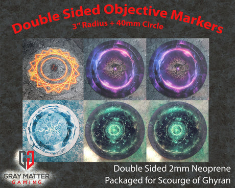 Gray Matter Gaming Objective Marker Set 4 Double Sided Neoprene 7.57" Objective Markers - Scourge of Ghyran