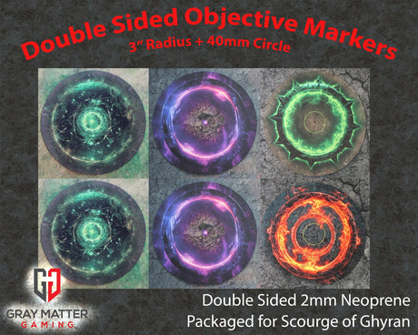 Gray Matter Gaming Objective Marker Set 5 Double Sided Neoprene 7.57" Objective Markers - Scourge of Ghyran