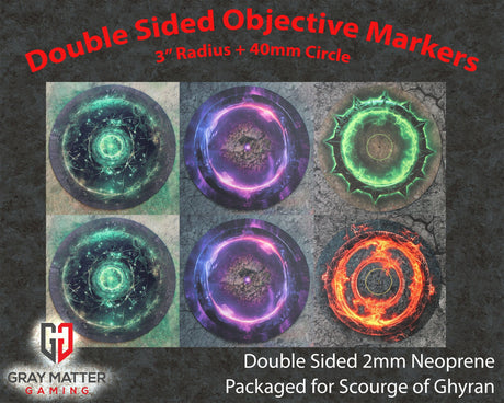Gray Matter Gaming Objective Marker Set 5 Double Sided Neoprene 7.57" Objective Markers - Scourge of Ghyran