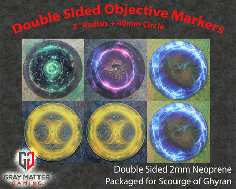 Gray Matter Gaming Objective Marker Set 6 Double Sided Neoprene 7.57" Objective Markers - Scourge of Ghyran
