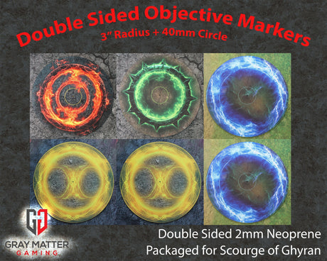 Gray Matter Gaming Objective Marker Set 7 Double Sided Neoprene 7.57" Objective Markers - Scourge of Ghyran