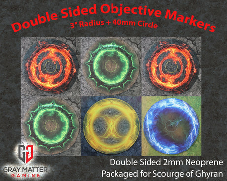 Gray Matter Gaming Objective Marker Set 8 Double Sided Neoprene 7.57" Objective Markers - Scourge of Ghyran