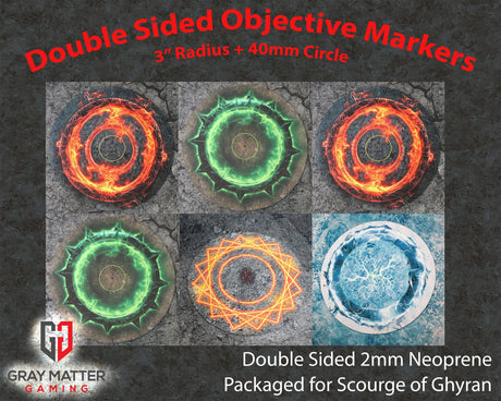 Gray Matter Gaming Objective Marker Set 9 Double Sided Neoprene 7.57" Objective Markers - Scourge of Ghyran