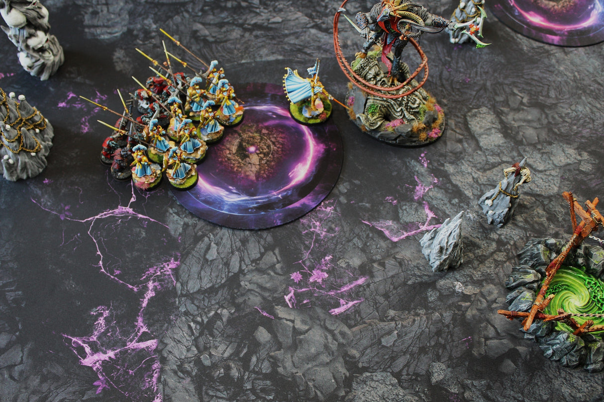 Gray Matter Gaming Objective Marker Warhammer 40k and AoS4 Neoprene Objective Markers - Green and Purple Energy