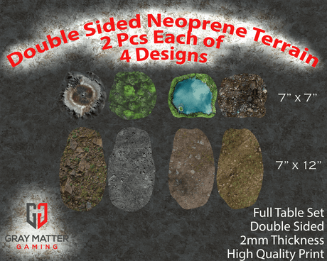 Gray Matter Gaming Terrain Markers Double Sided Neoprene Terrain Table Set