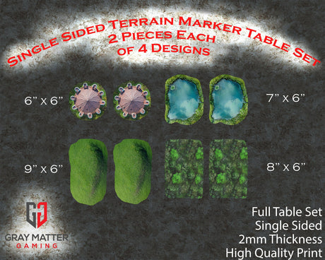 Gray Matter Gaming Terrain Markers Single Sided Neoprene Terrain Table Set
