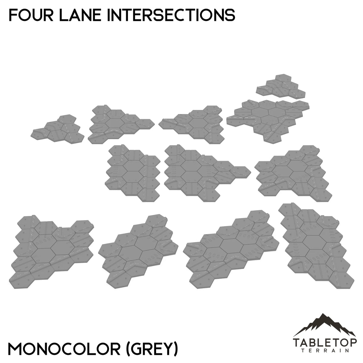 HEXTECH Four Lane Intersections Bundle - Monocolor (Grey)