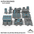Mecha City Alpha Buildings - NextGen Color Silver Blue Black (Intact / With Hexes)