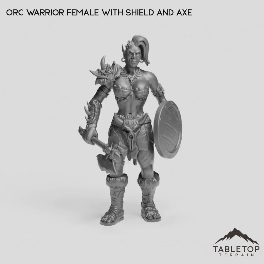 Orc Warrior Female with Shield and Axe