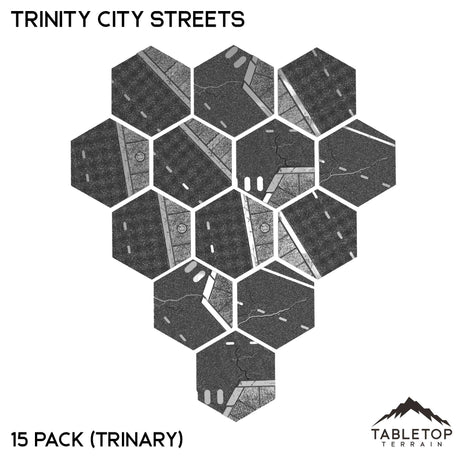 Tabletop Terrain 15 Pack (Trinary) Trinity City Streets - Hex - Hardcore Bases