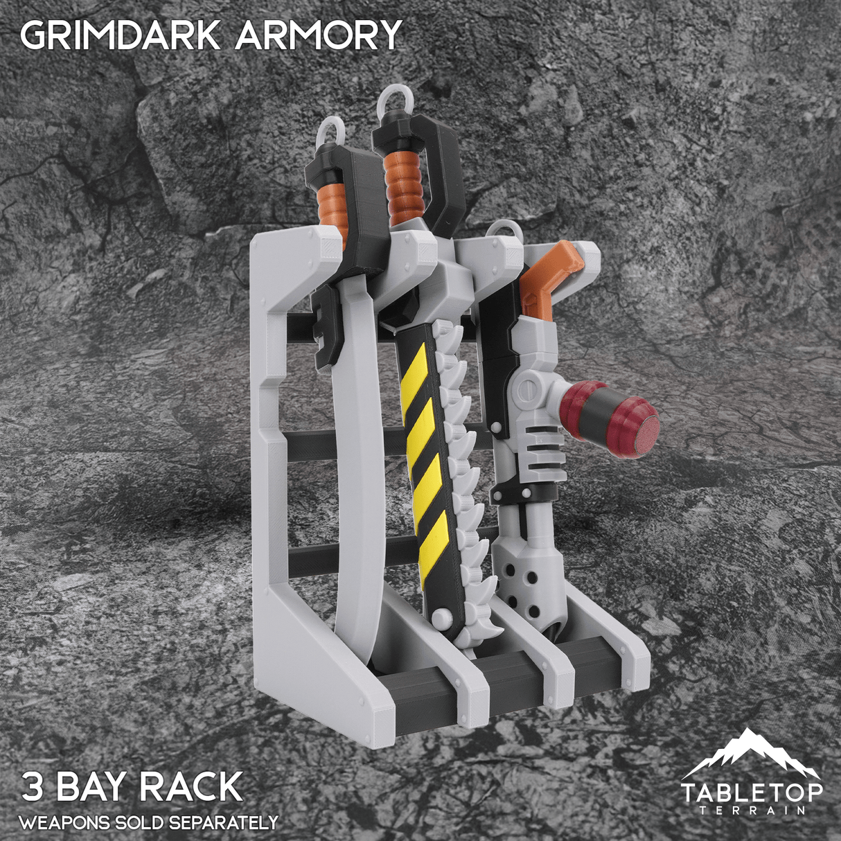 Tabletop Terrain 3 Bay Rack Grimdark Armory - Mini Weapon Props