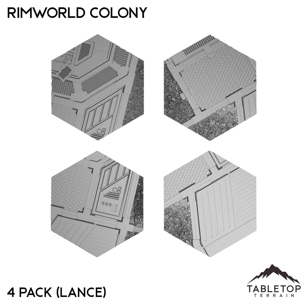 Tabletop Terrain 4 Pack (Lance) Rimworld Colony - Hex - Hardcore Bases