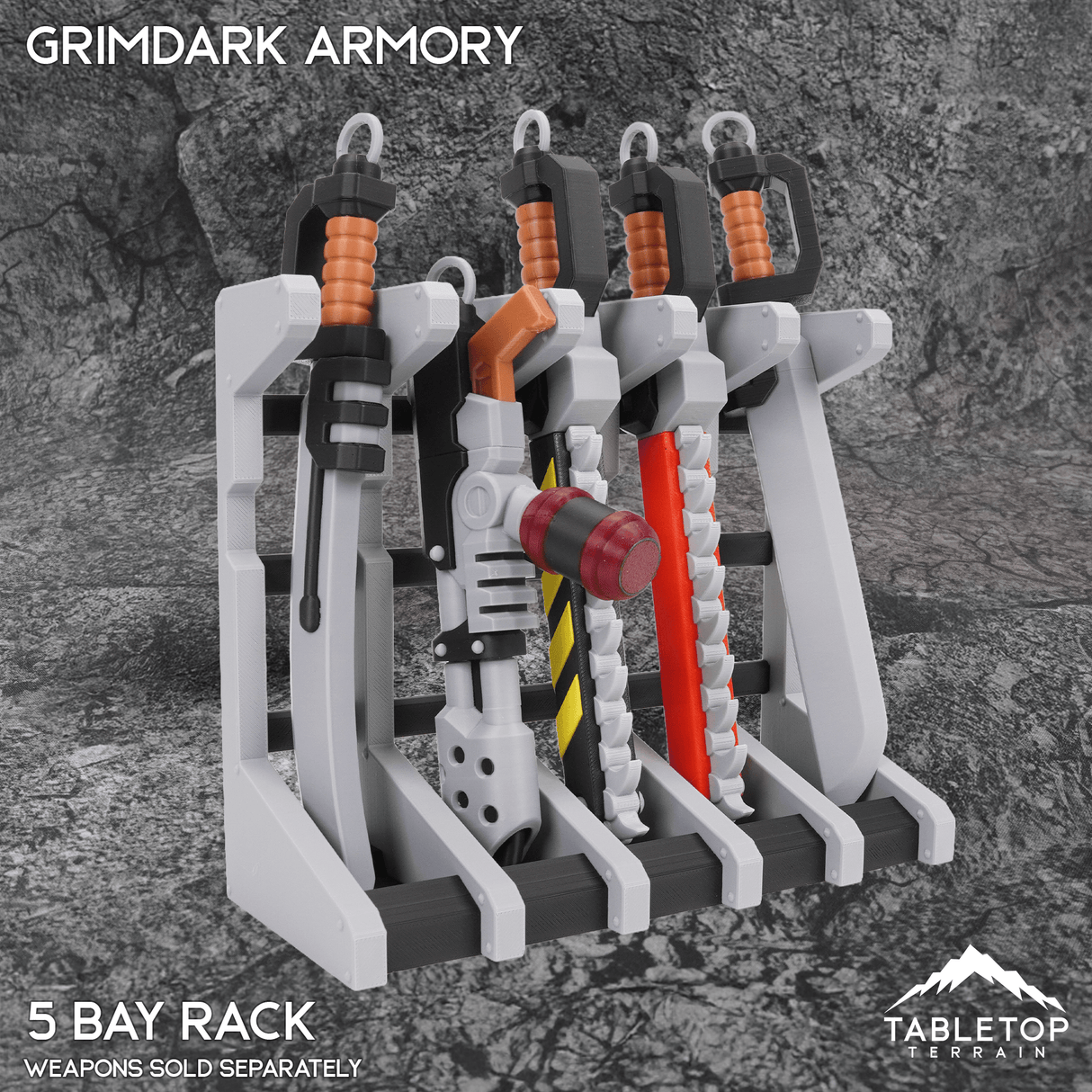 Tabletop Terrain 5 Bay Rack Grimdark Armory - Mini Weapon Props