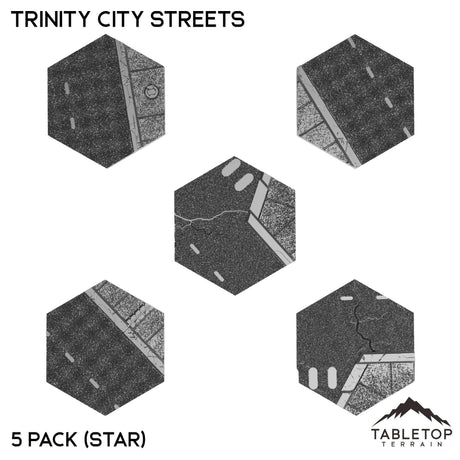 Tabletop Terrain 5 Pack (Star) Trinity City Streets - Hex - Hardcore Bases