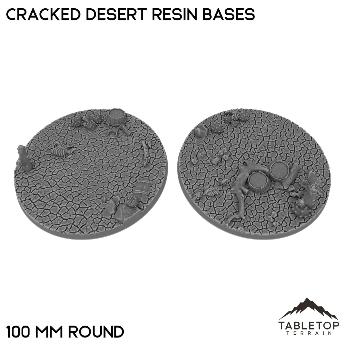 Tabletop Terrain Bases 100 mm / Single Cracked Desert Resin Bases