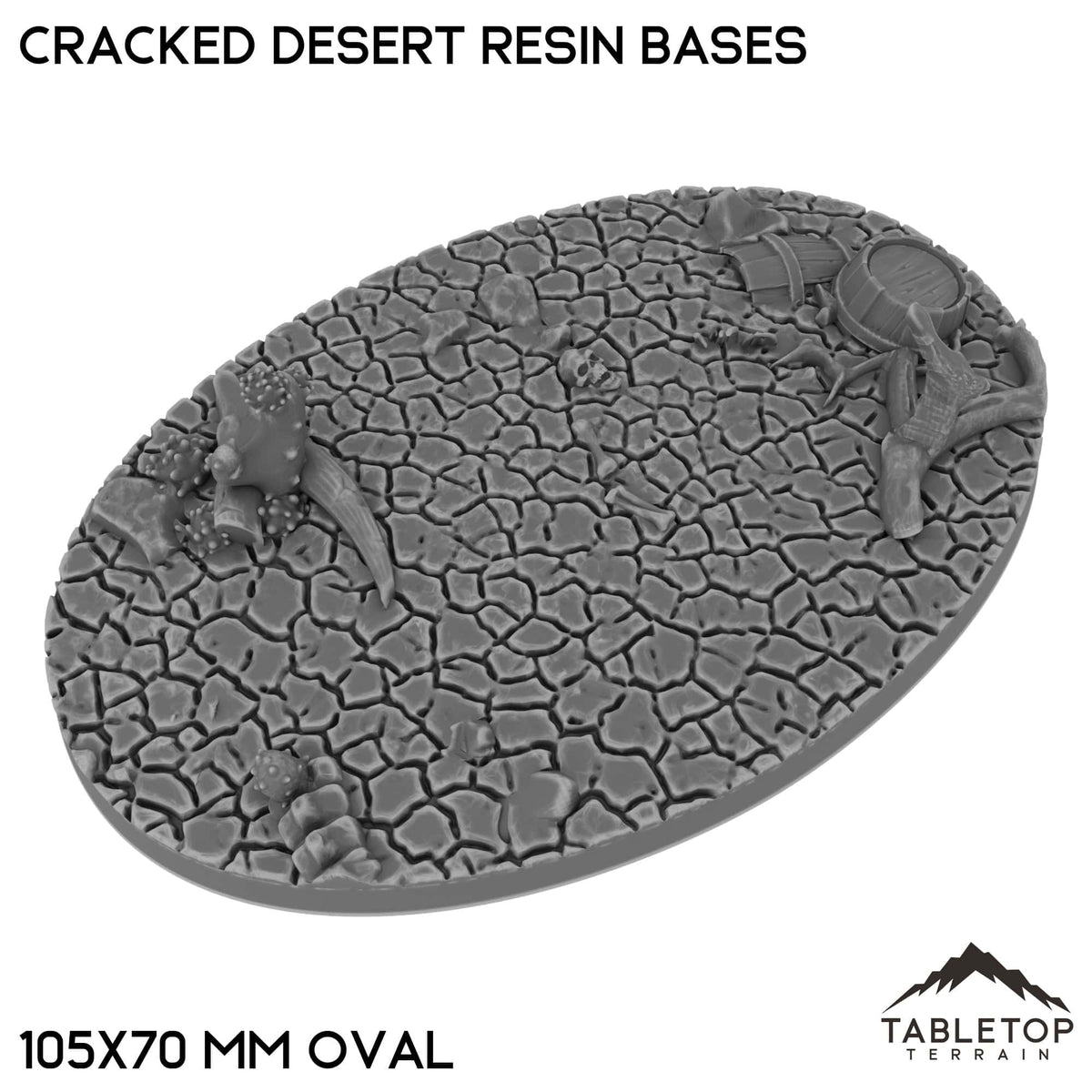 Tabletop Terrain Bases 105×70 mm oval / Single Cracked Desert Resin Bases