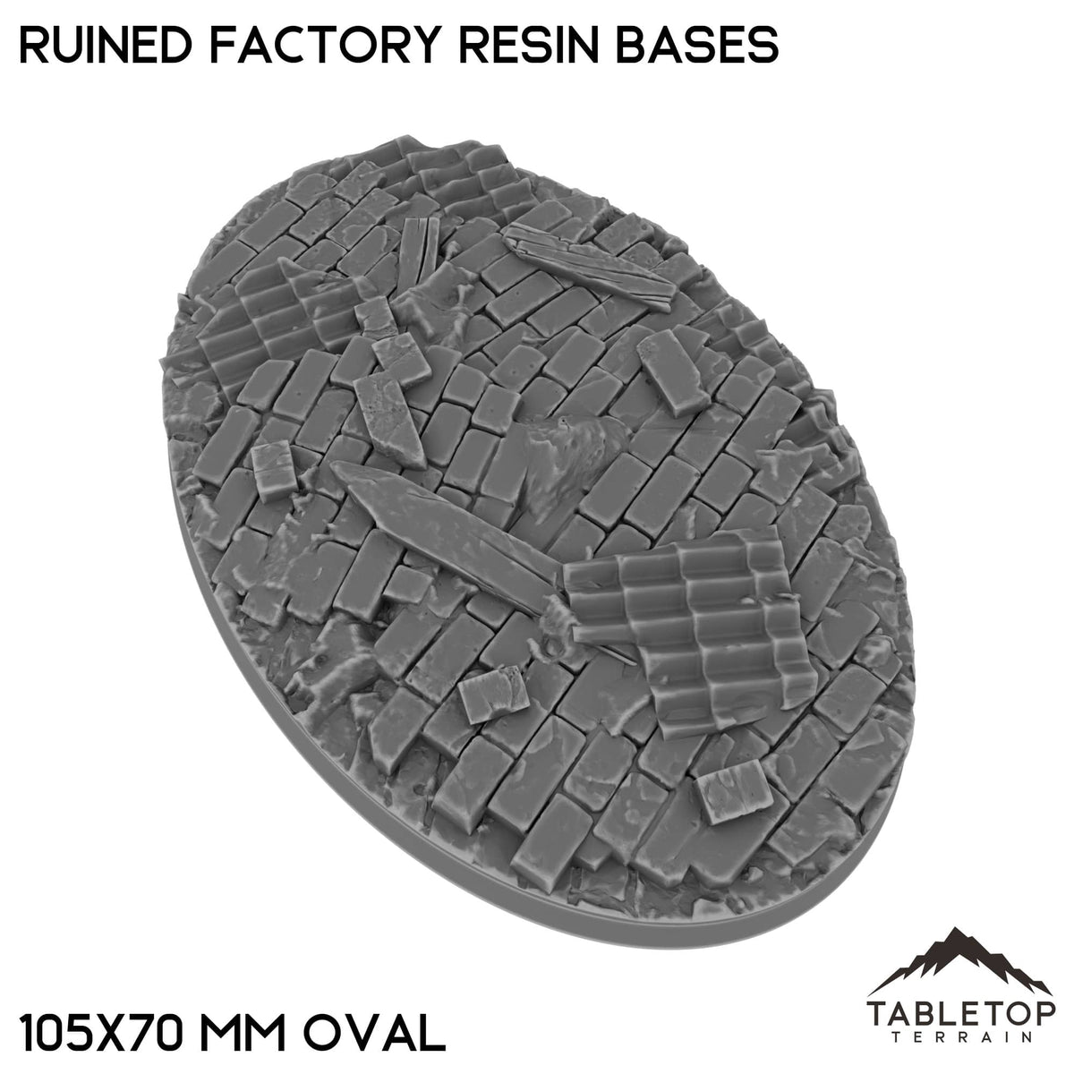Tabletop Terrain Bases 105×70 mm oval / Single Ruined Factory Resin Bases