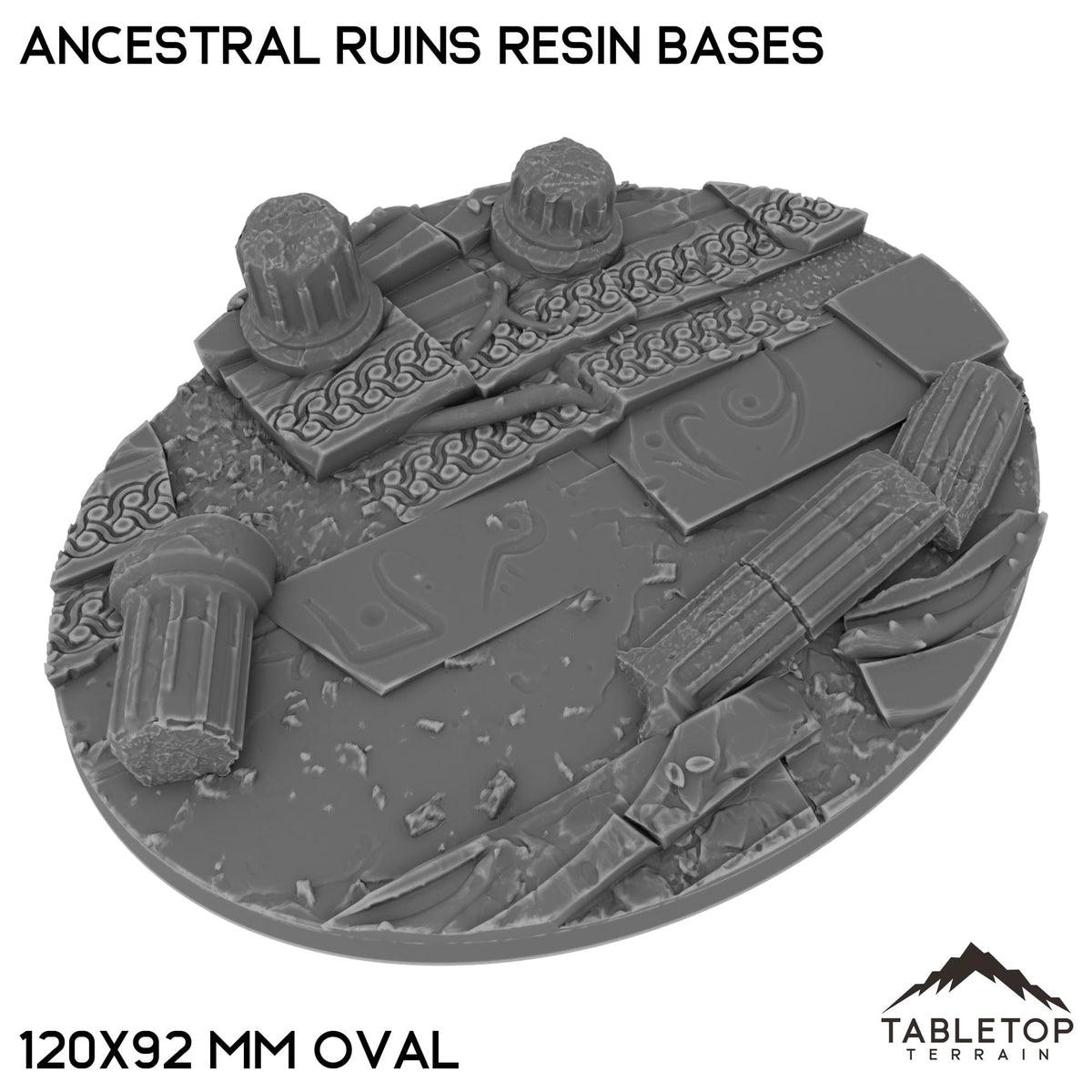 Tabletop Terrain Bases 120×92 mm oval / Single Ancestral Ruins Resin Bases