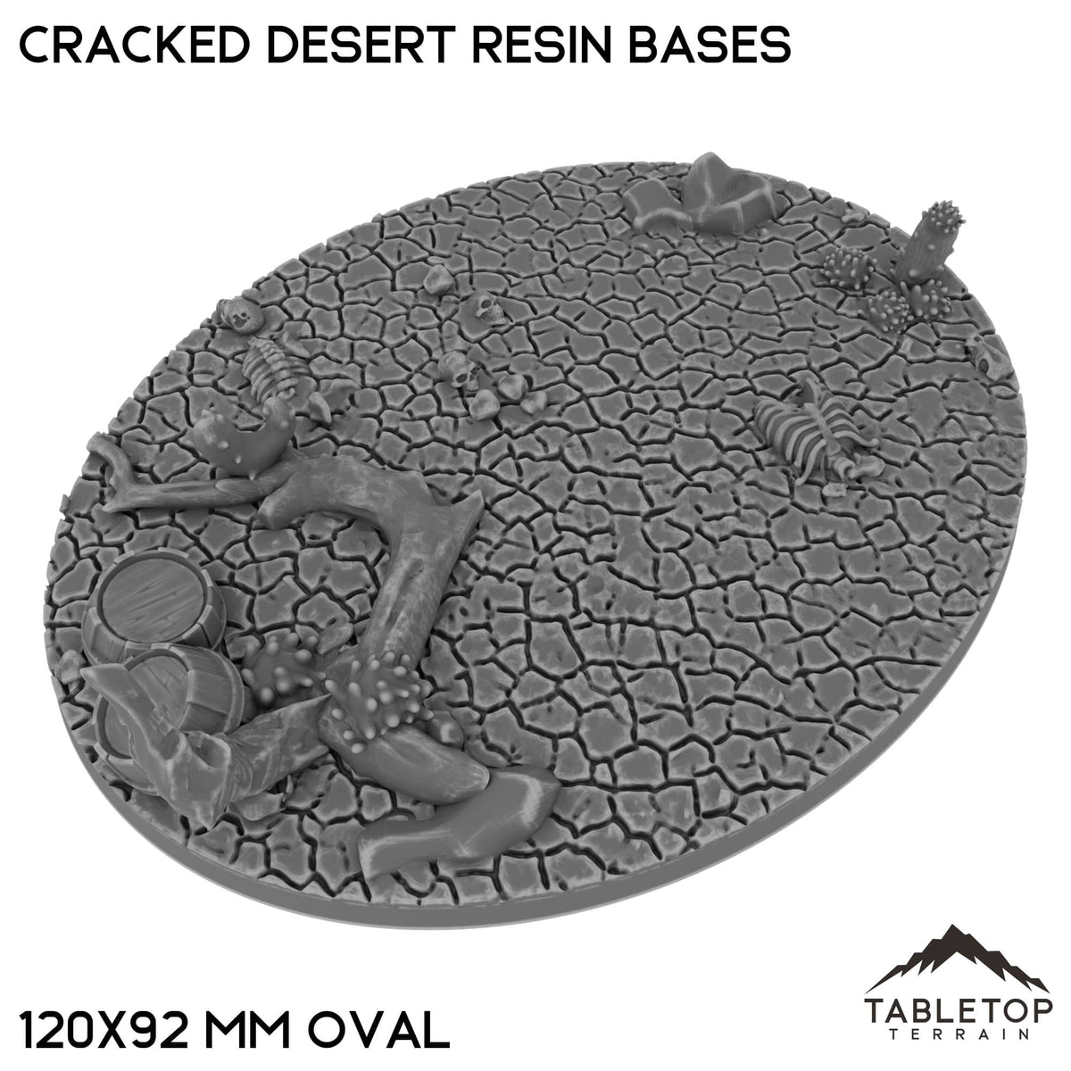 Tabletop Terrain Bases 120×92 mm oval / Single Cracked Desert Resin Bases