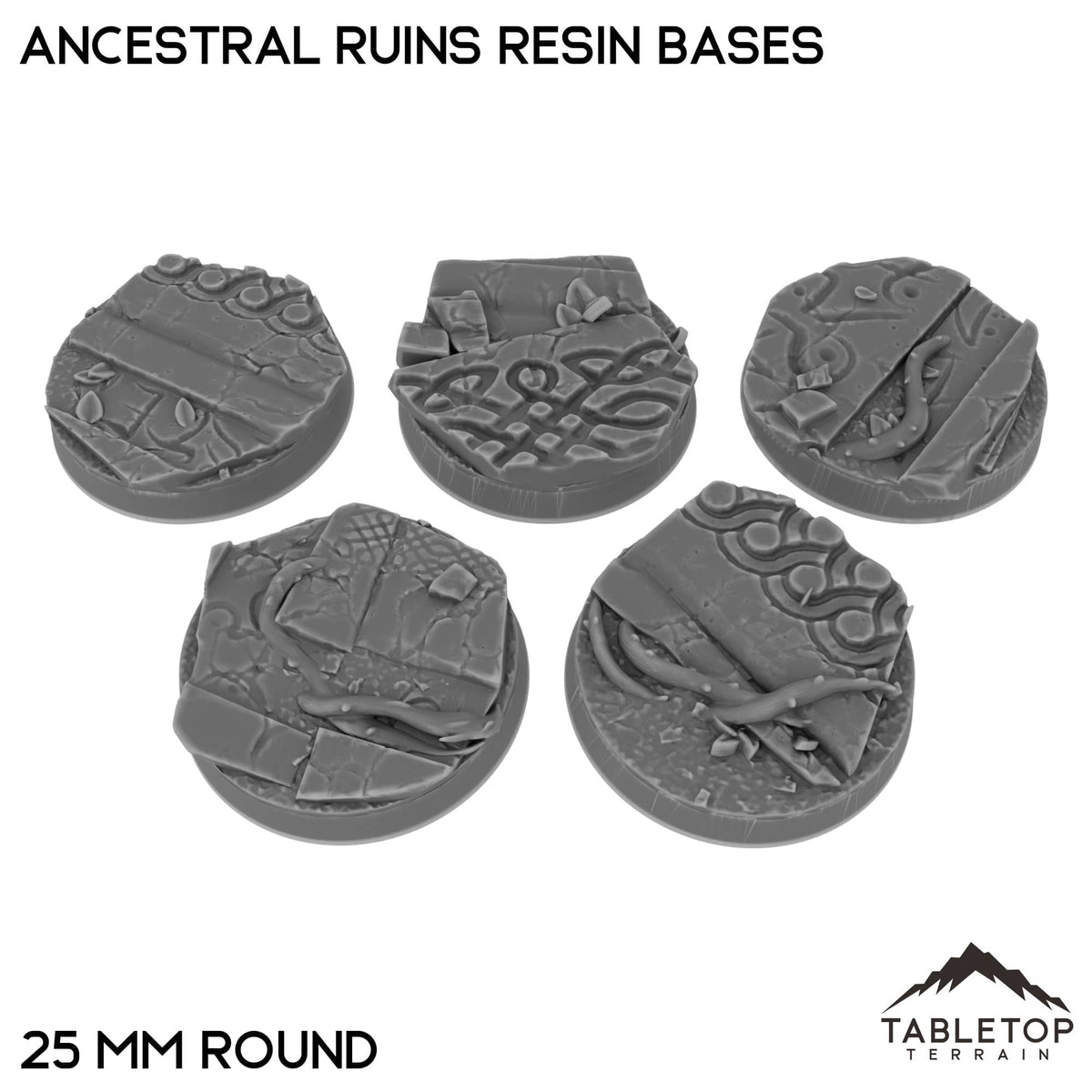 Tabletop Terrain Bases 25 mm / Single Ancestral Ruins Resin Bases