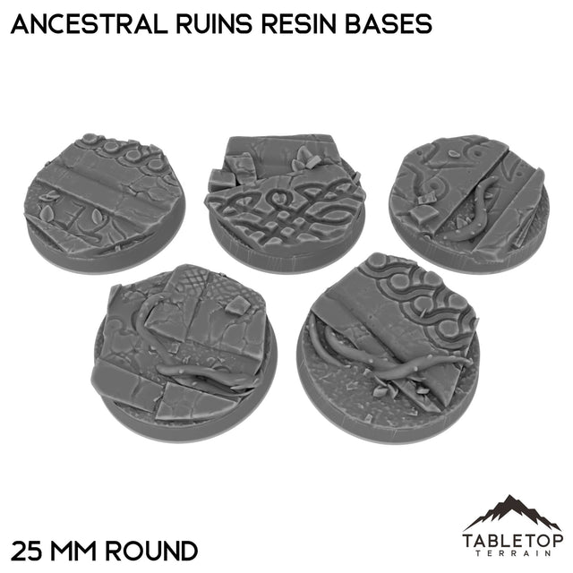 Tabletop Terrain Bases 25 mm / Single Ancestral Ruins Resin Bases