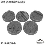 Tabletop Terrain Bases 25 mm / Single City SciFi Resin Bases
