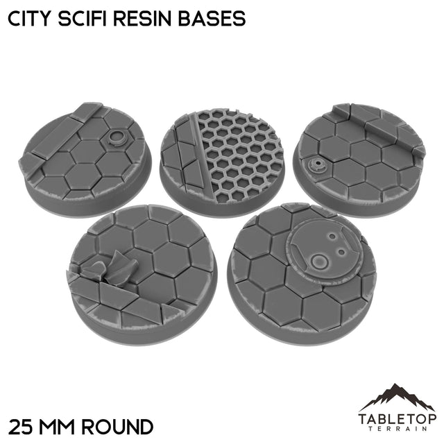 Tabletop Terrain Bases 25 mm / Single City SciFi Resin Bases
