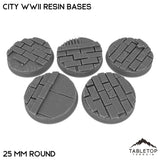 Tabletop Terrain Bases 25 mm / Single City WWII Resin Bases