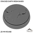 Tabletop Terrain Bases 25 mm / Single Cracked Earth Resin Bases