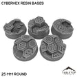 Tabletop Terrain Bases 25 mm / Single Cyberhex Resin Bases