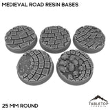Tabletop Terrain Bases 25 mm / Single Medieval Road Resin Bases
