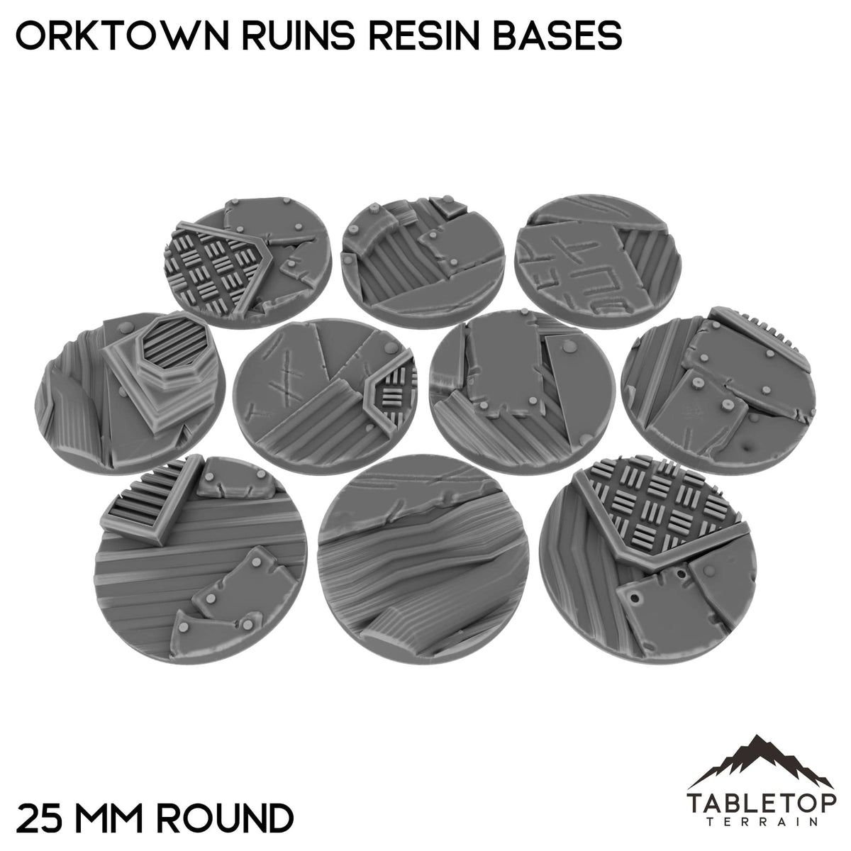 Tabletop Terrain Bases 25 mm / Single Orktown Ruins Resin Bases