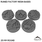 Tabletop Terrain Bases 25 mm / Single Ruined Factory Resin Bases