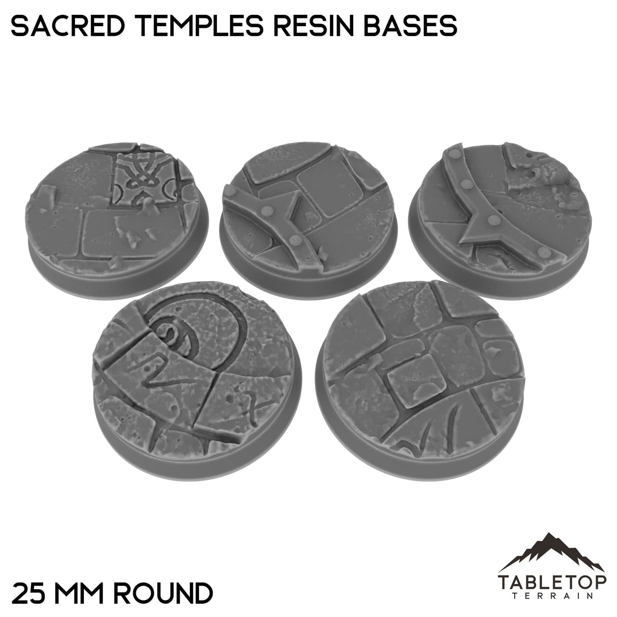 Tabletop Terrain Bases 25 mm / Single Sacred Temples Resin Bases