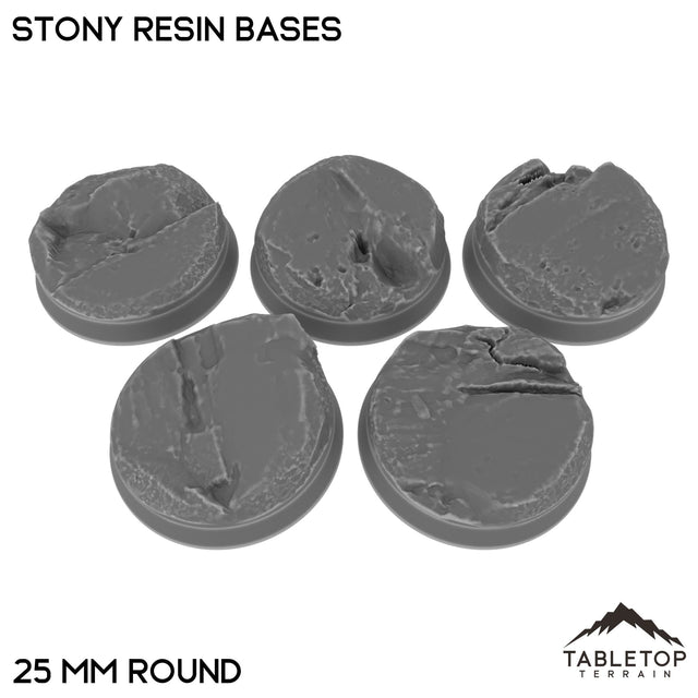Tabletop Terrain Bases 25 mm / Single Stony Resin Bases