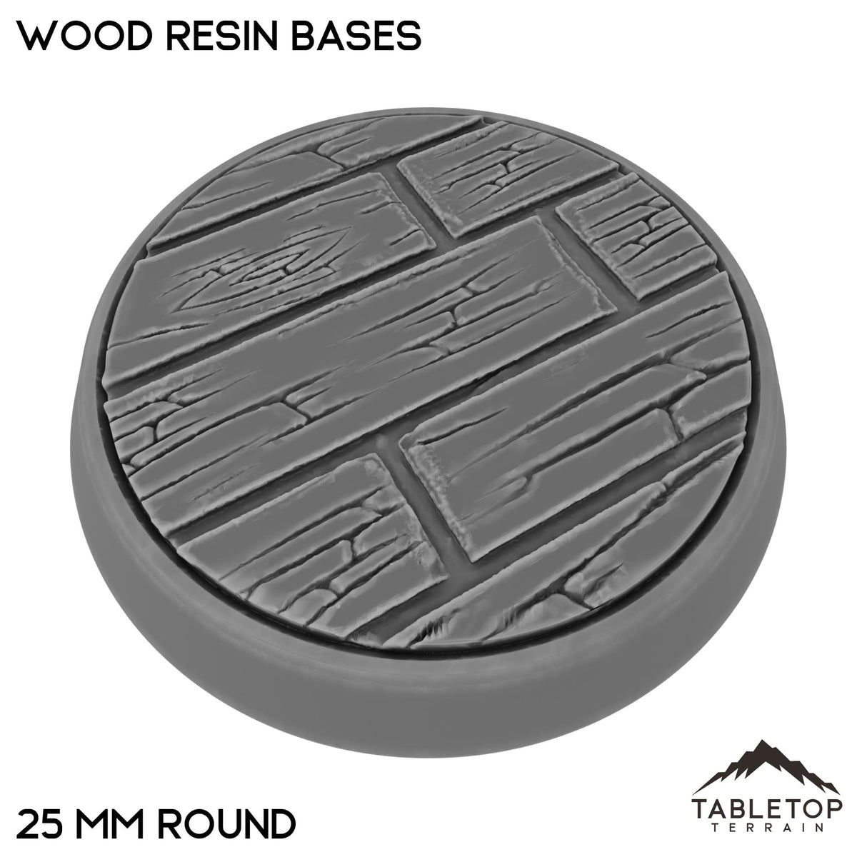 Tabletop Terrain Bases 25 mm / Single Wood Resin Bases