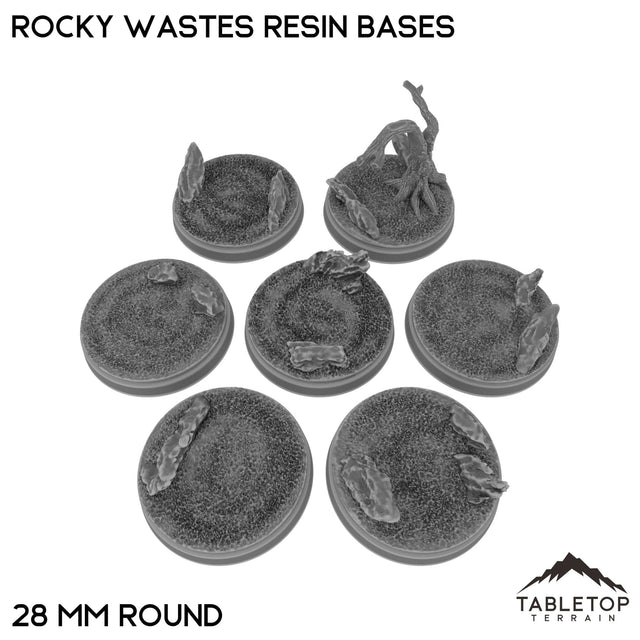 Tabletop Terrain Bases 28 mm / Single Rocky Wastes Resin Bases