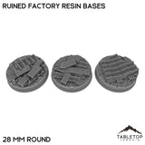 Tabletop Terrain Bases 28 mm / Single Ruined Factory Resin Bases