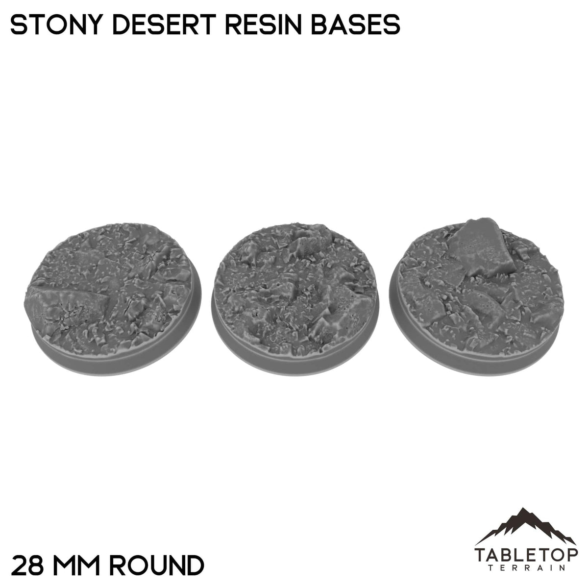 Tabletop Terrain Bases 28 mm / Single Stony Desert Resin Bases