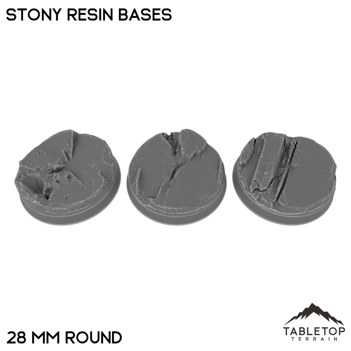 Tabletop Terrain Bases 28 mm / Single Stony Resin Bases