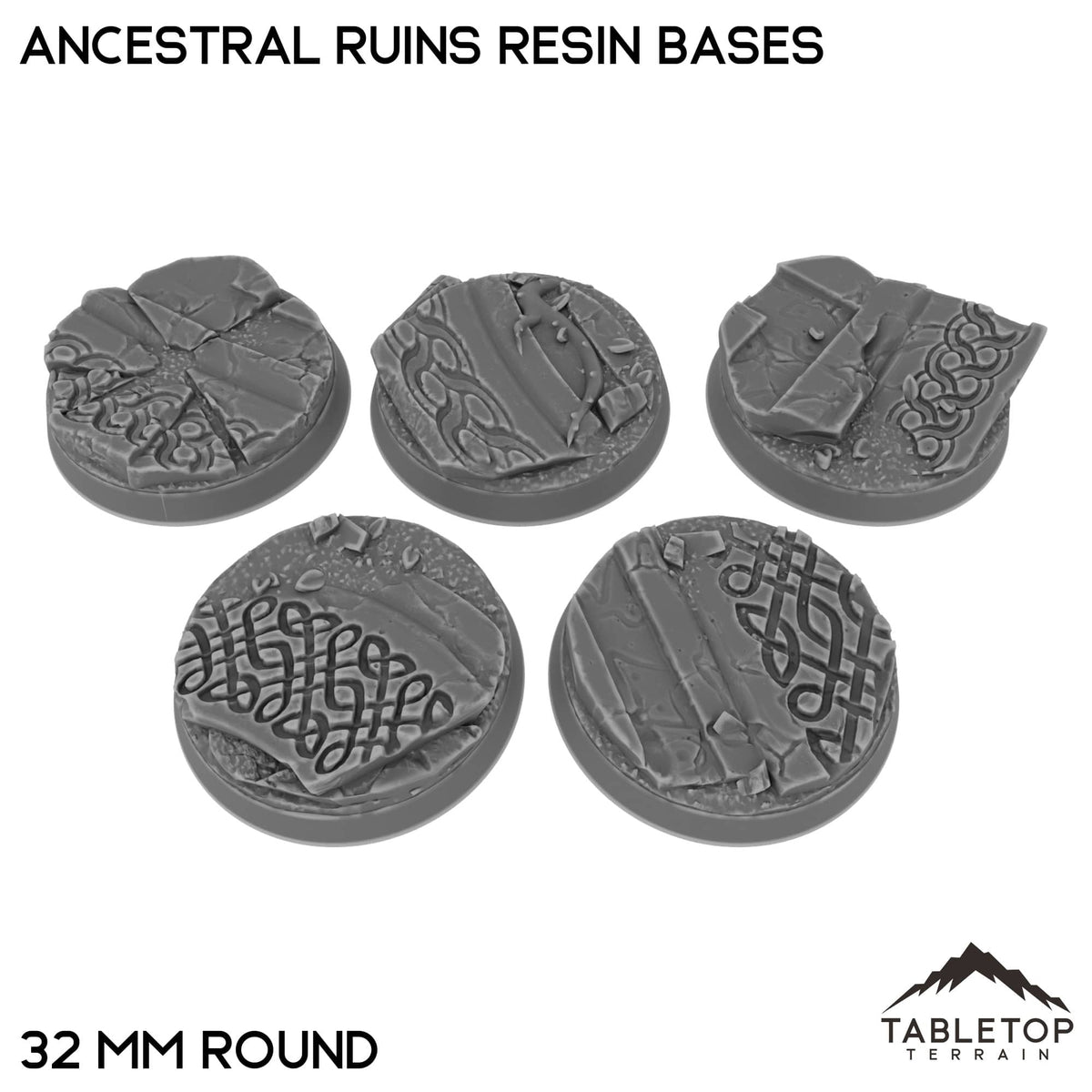 Tabletop Terrain Bases 32 mm / Single Ancestral Ruins Resin Bases