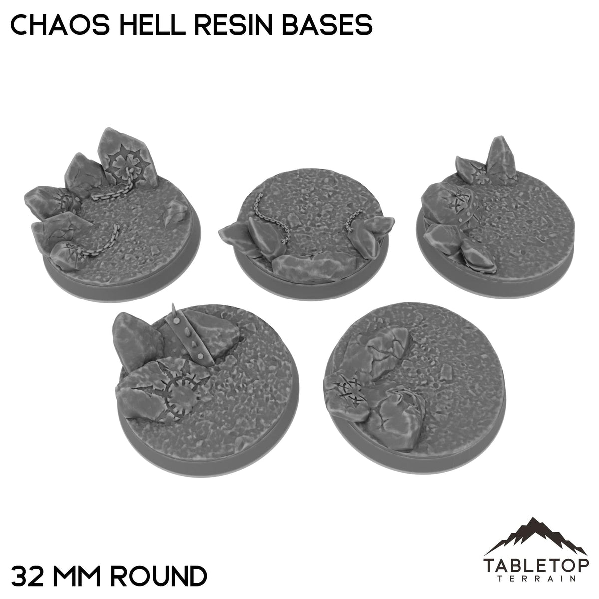 Tabletop Terrain Bases 32 mm / Single Chaos Hell Resin Bases