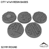 Tabletop Terrain Bases 32 mm / Single City WWII Resin Bases
