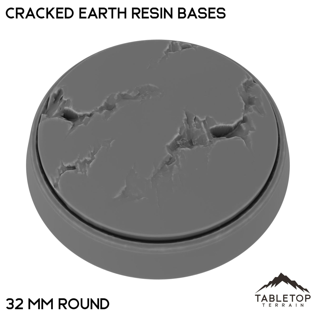 Tabletop Terrain Bases 32 mm / Single Cracked Earth Resin Bases